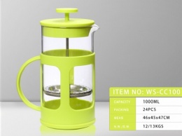 LFGB SGS colorful muticolor customized color plastic and borosilicate glass french press/coffee plunger