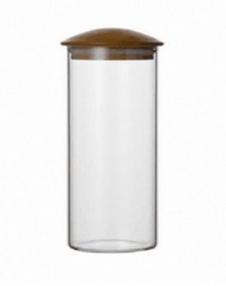 borosilicate glass food jar with wooden lid